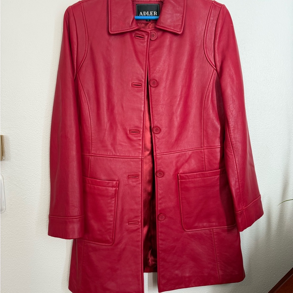 Women's Red Leather Coat